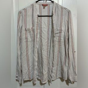 Guess Pink and Navy Striped Long Sleeve Button Up
